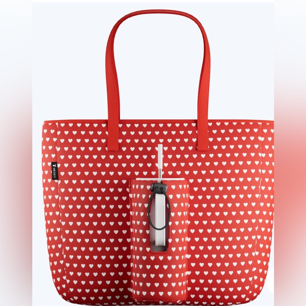 NWOT Red Heart Tote Bag Tumbler holder